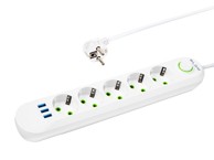 BLOW Produžni kabel PS-520, 5 utičnica, 3 x USB, 2 m, bijeli