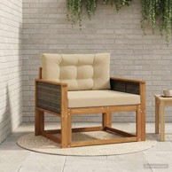 Srednja vrtna sofa, prirodna i bež, sivi ratan