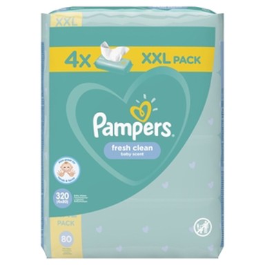 PAMPERS Vlažne maramice, Fresh Clean, 4 pakiranja, 320 kom