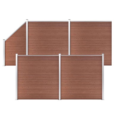 Set WPC ograda 4 kvadratne + 1 kosa 792 x 186 cm, smeđa