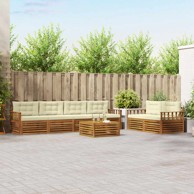 Set vanjskih sofa s jastukom 7 kom, prirodna i krem