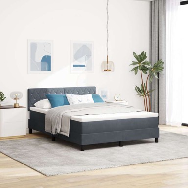 Box Spring krevet s madracem, tamnosivi, 140x190 cm, baršun
