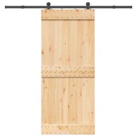 Klizna vrata s priborom za montažu, masivna borovina 90x210 cm