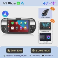 Auto radio za FIAT 500 500c 2007, 2015, multimedijalna GPS navigacija, Android 12, V1PLus, 2GB, 32GB, DVR