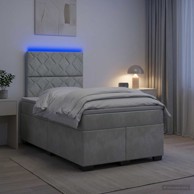 Boxspring krevet s madracem 120 x 190 cm baršun dizajn s rombovima, svjetlosivi