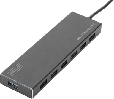 DIGITUS USB hub DA702411, USB-A, 7x USB-A 3.0, crni