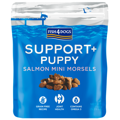 FISH4DOGS Suha hrana za pse Support+ Puppy, losos, 150 g