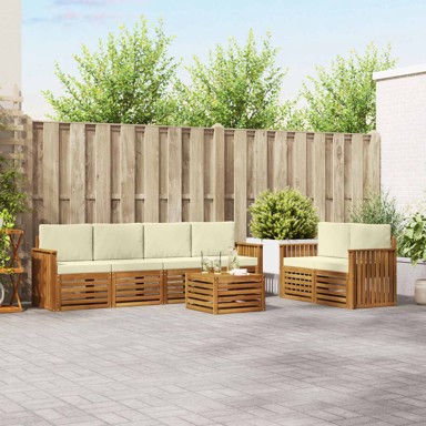 Set sofa 7 kom, akacija, prirodna/krema