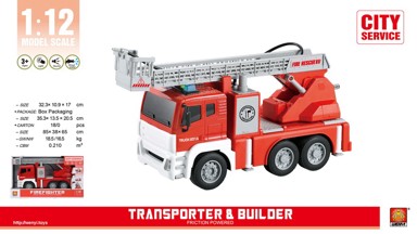 Vatrogasni kamion, crveni, s vodom i zvučnim efektima, 1:12