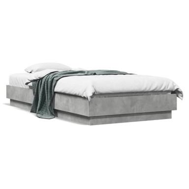 Okvir kreveta s LED svjetlima siva boja betona 75 x 190 cm