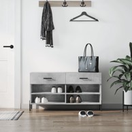 Klupa za cipele siva boja betona 102x35x55 cm konstruirano drvo