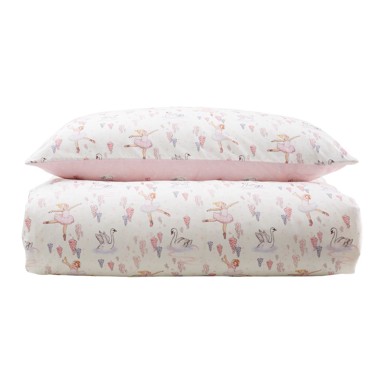 BELLE & BOO Pamučna dječja posteljina za bračni krevet 200x200 cm, bijela/ružičasta Ballerina