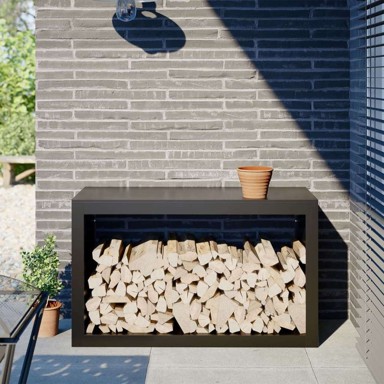 Stalak za drva za ogrjev, crni, 100x40x60 cm, čelični