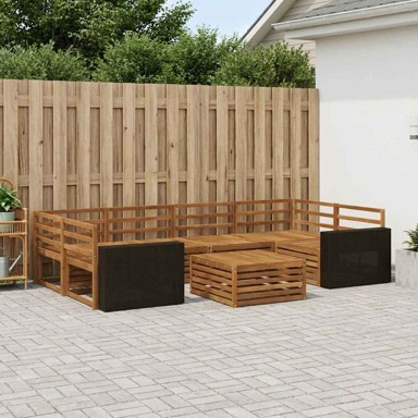 Set vanjskih sofa, 7 pcs, čvrsto drvo akacije, prirodna