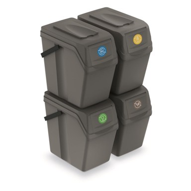 PROSPERPLAST Set košara za odvajanje otpada Sortibox 4 x 25 l, sivi