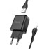 HOCO Pametni punjač N2, s USB utikačem i Lightning kabelom za punjenje, crni
