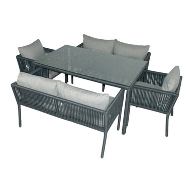 FLORIANE GARDEN Set Blagovaonski Vrtni Vera 2, 6 osoba, sivi