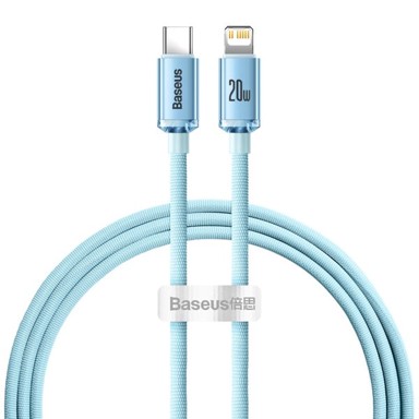 BASEUS USB kabel Tip-C Crystal Shine, 20W, 1.2 m, plavi