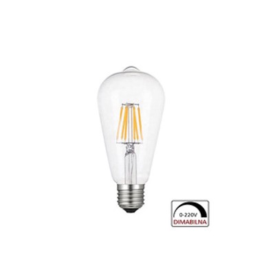 X-LIGHT Retro Filament LED žarulja ST64 E27, 6W, 2700K, 540 lm, dimabilna, toplo bijela