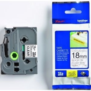 Snažno ljepljiva laminirana traka 18 mm, crna na prozirnoj