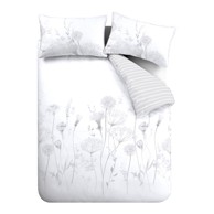 CATHERINE LANSFIELD Posteljina Meadowsweet Floral za bračni/produženi krevet 230x220 cm Bijela/siva