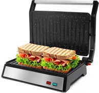 AIGOSTAR kontaktni roštilj 1500 W s keramičkim premazom i otvaranjem do 180°