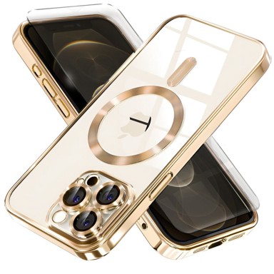 Futrola za Apple iPhone 12 Pro, Electro MagSafe + zaštitna folija za ekran, zlatna