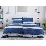 B.E.S. Posteljina Blue Line 140x200 cm za krevet za jednu osobu od krepa plava