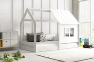 Drveni dječji krevet House s prozorom, 160x80 cm, bijeli