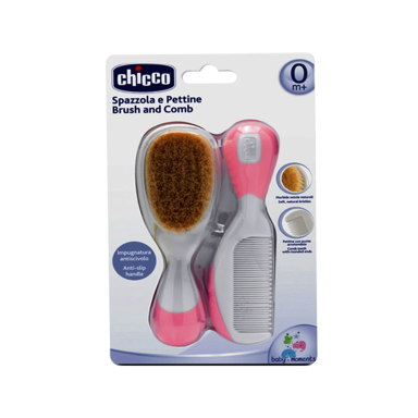 CHICCO Četka i češalj za kosu 00006569100000, 2 kom, ružičasto-bijeli
