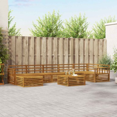 Set sofa, 8 kom, masivno drvo akacije, prirodna