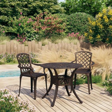 3-dijelni bistro set od lijevanog aluminija brončani, brončana