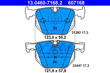 ATE Disk pločice BMW 13.0460-7168.2 ZADNJE, bmw 730d e65 02