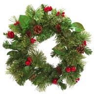 Božićni vijenac za vrata 40 cm zeleno-crveni