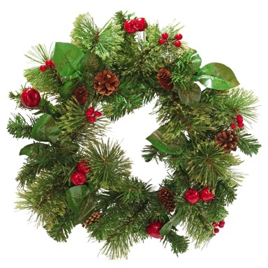 Božićni vijenac za vrata 40 cm zeleno-crveni