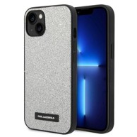 KARL LAGERFELD Futrola, iPhone 14 Plus, Glitter Plaque Logo, srebrna
