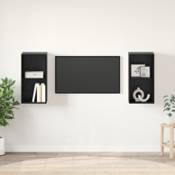 TV kabinet za zid, 2 kom, 37 x 37 x 72 cm, crni hrast