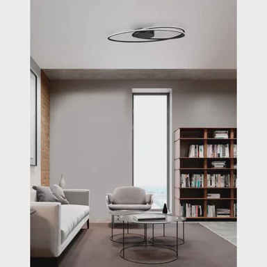 NOVA LUCE Plafonska svjetiljka Viarreggio NL9500710, LED 28 W, 3000 K, 1950 lm, IP20, mat crna