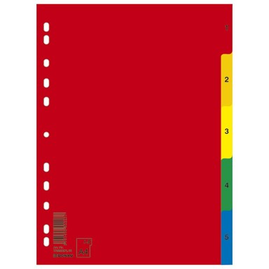 DONAU Plastična pregrada A4 brojevi 1-5 kolor 7708095PL-99