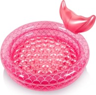 NIKCORP Samostojeći bazen na napuhavanje 90 cm, motiv sirene, PVC, ružičasti, 3u1
