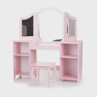 CHIPOLINO Dječji toaletni stolić s tabureom, ružičasti