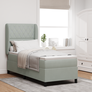 Box Spring krevet s madracem, Svetlosivi, 80x200 cm, baršun