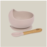INTERBABY Silikonska zdjelica i žlica, tamnoroza