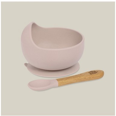 INTERBABY Silikonska zdjelica i žlica, tamnoroza