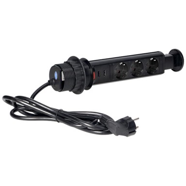 ORNO Produžni kabel sa 3 x Schuko utičnice + 2 x USB, ugradbena - OR-AE-1349(GS)/B