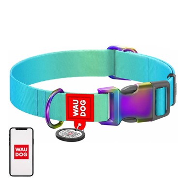 WAUDOG Najlonska ogrlica s QR kodom, plava