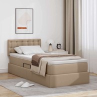 Krevet s prostorom za pohranu s LED-om 90 x 190 cm, cappuccino
