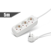 DELIGHT Produžni kabel, 3 utičnice, 5 m, bijeli