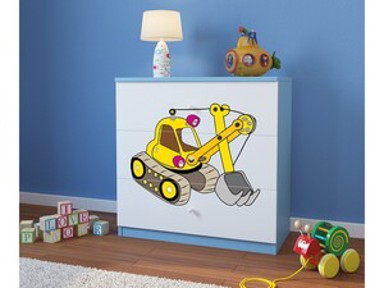 Dječja komoda Bager, plava, 80×80×41 cm