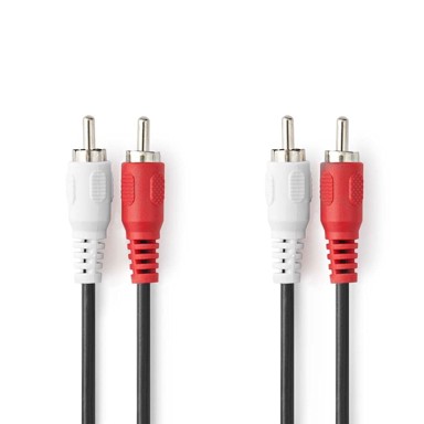 NEDIS Stereo audio kabel 2x RCA muški 2x RCA muški niklani 1 00 m okrugli crni kutija